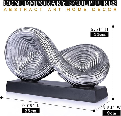 orenm Modern Infinity Loop Symbol Sculpture,Abstract Art Geometric Knot Home Decorations,Unique Shelf Decor Sculpture for Desk Paperweights,Entryway Table,Living, Coffee Table Decor (Silver)