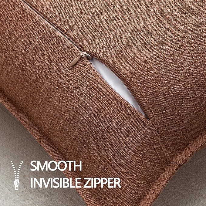 MIULEE Euro Sham Pillow Covers for Bed 26x26, 2 Pack Rust Terracotta Thick & Textured Decorative Throw Pillow Covers, Neutral Linen Cushion Cases, Modern Farmhouse Home Decor, No Filling