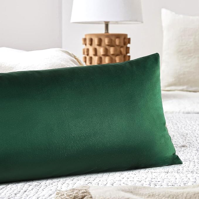 Artscope Luxury Velvet Lumbar Pillow Cover Super Soft Decorative Rectangle Throw Pillow Covers Case Cushion Covers for Sofa Couch Bedroom Car Decor 14x36 Inch Army Green