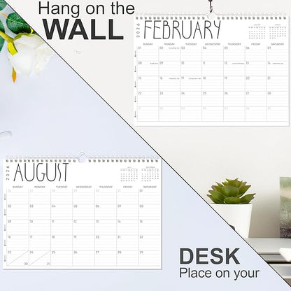 GuassLee Wall Calendar 2026, 24-Month Desk/Wall Calendar from Jan. 2026 to Dec. 2027,17" X 12" Desktop Hanging Monthly Planner with Thick Paper Spiral Bound for Easy Organizing