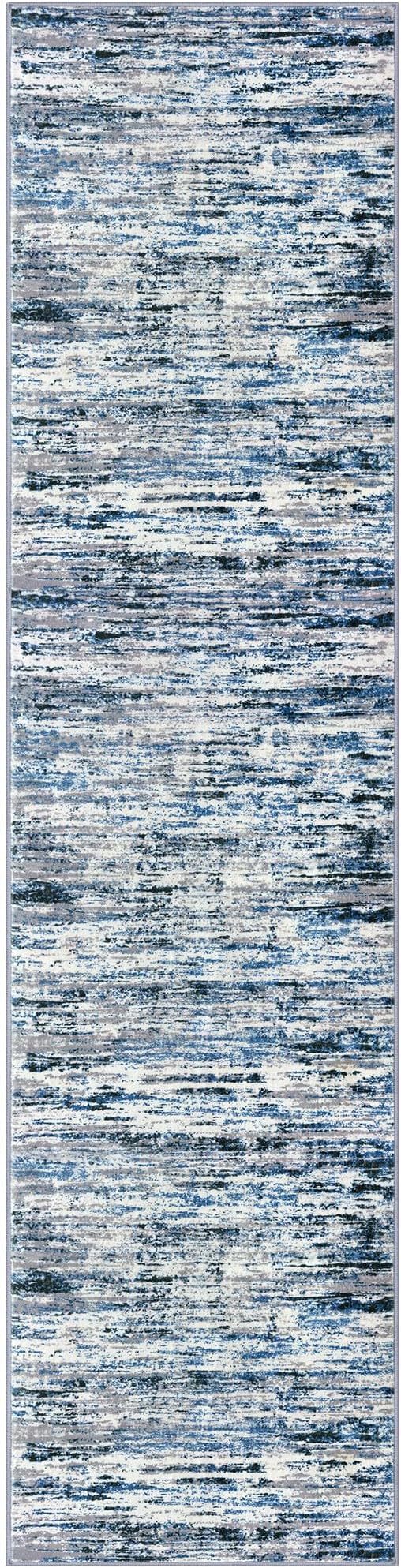 Modern Abstract Runner Rug 3x10, Grey Blue White Washable Kitchen Runner Non-Slip Soft Hallway Rug Runner Thin Print Faux Wool Carpet for Entryway Bedroom Laundry Room Indoor Home Office Decor