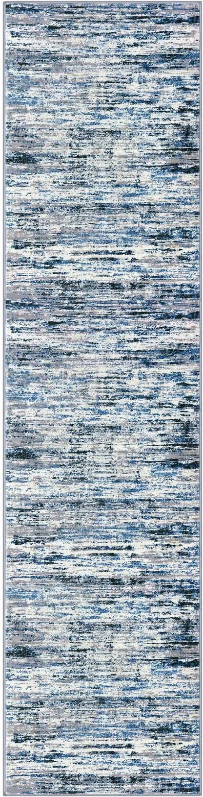 Modern Abstract Runner Rug 3x10, Grey Blue White Washable Kitchen Runner Non-Slip Soft Hallway Rug Runner Thin Print Faux Wool Carpet for Entryway Bedroom Laundry Room Indoor Home Office Decor