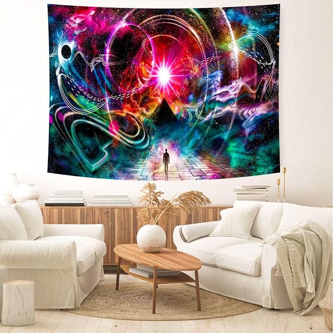 Delur Time Travel Tapestry Galaxy Universe Starry Sky Wall Hanging Tapestry Milky Way Outer Space Abstract Psychedelic Nebula Headboard for Bedroom Living Room Home Decor (59.1" x 78.7")