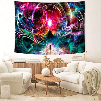 Delur Time Travel Tapestry Galaxy Universe Starry Sky Wall Hanging Tapestry Milky Way Outer Space Abstract Psychedelic Nebula Headboard for Bedroom Living Room Home Decor (59.1" x 78.7")