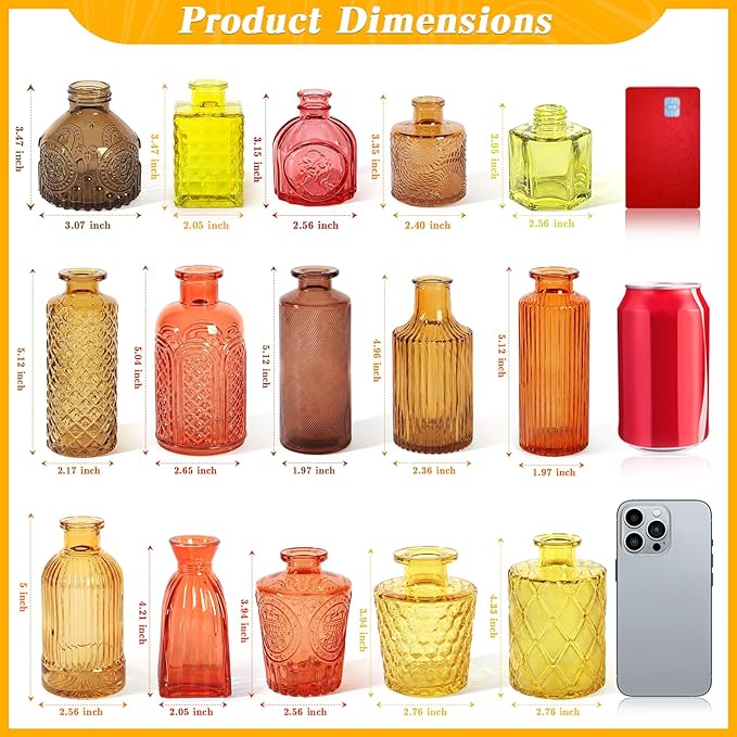 Set of 30 Gold Colored Glass Bud Vases - Small Textured Flower Vases for Centerpieces, Wedding Table Decor, Retro Home Decor Bulk Vase Set for DIY, Events & Gifts