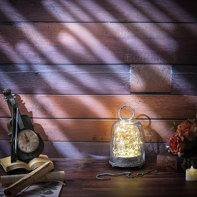 7.5" High Versatile Modern Metal Hurricane Lantern with Handmade Sturdy Glass Dome in Shabby Black for 2" Pillar Candle & Plants, Industrial, Farmhouse (Black Shabby, 4" x7.5 for 2" Pillar)
