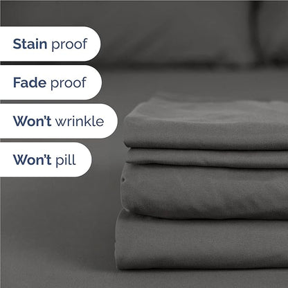 Twin XL Size 3 Piece Sheet Set - Comfy Breathable & Cooling Bed Sheets Set - Hotel Luxury Bedding for Women, Men, Kids, Teens, Boys & Girls - Deep Pockets, Soft and Wrinkle Free - Oeko-Tex - Charcoal