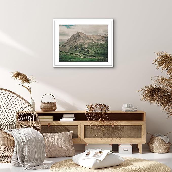Americanflat 22x28 Poster Frame with Polished Plexiglass - Use as 18x24 Frame with Mat or Display 22x28 Photo Without Mat - Streamline Collection - Thin Border Picture Frames for Wall - White