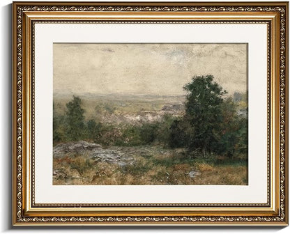 InSimSea Gold Framed Canvas Wall Art Room Decor Vintage Rustic Field Landscape Wall Decoration Prints for Bedroom Living Room Bathroom Farmhouse Retro Botanical Artwork Prints Home Decor 16×13in