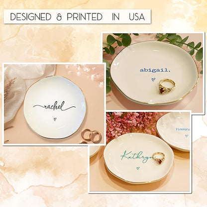 Personalized Ring Dish with Name – Custom Jewelry Tray Gift for Women, Bridesmaids, Mom, Grandma, or Best Friends – Elegant Personalized Trinket Dish for Wedding, Birthday, Christmas, Mother’s Day