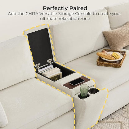 CHITA Oversized Corner Modular Sectional Fabric Sofa Set, FSC Certified Extra Large 5 seat V Shaped Corner Sectional Cloud Couch for Living Room, 106 inch Width,4 Seat and 1 Middle Corner, Linen
