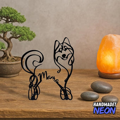 Personalized Husky Dog Minimalist Sculpture, Custom Name Siberian Husky Metal Desk Decor, Decorative Aesthetic Table Sign Gifts For Pet Lovers, Kids Room, Home Office Decorations