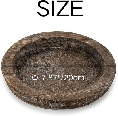 Hanobe Candle Plate Holder Tray: 7.9" Small Round Wood Decorative Candle Plate - Rustic Farmhouse CoffeeTable Decor - Tealight Pillar Trays for Easter Saint Patrick's Day Home Decor