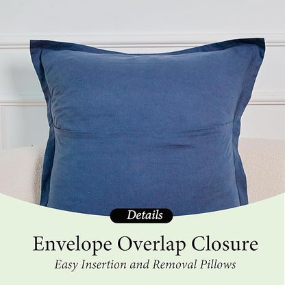 Simple&Opulence Linen Euro Sham Covers Set of 2, 26x26 Decorative Cotton Flax Blend Throw Pillow Cover Farmhouse Pillow Shams for Chair Couch Sofa Bedroom Living Room Home Decor, Navy Blue