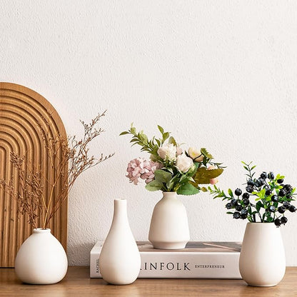 Ceramic Bud Vases, White Mini Vase Set of 11, Small Pottery Vases for Flowers Mini Ceramic Vases for Pampas Grass Vase Bulk for Wedding Table Centerpieces Decoration Boho Home Decor DIY Gift