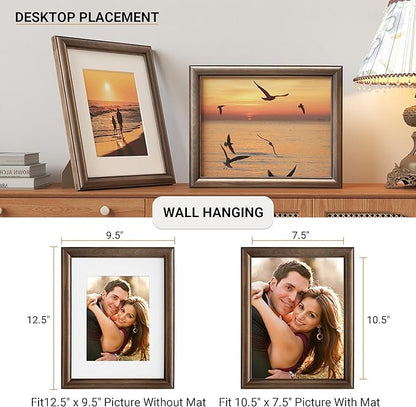 Heimlove 8.5x11 Picture Frame,Natural Solid Walnut Wood Frame Matted to 6x8 with Tempered Glass,8.5"x11" Handcrafted Diploma Document Frames Frame Vertical or Horizontal Wall Hanging Display,3 Pack