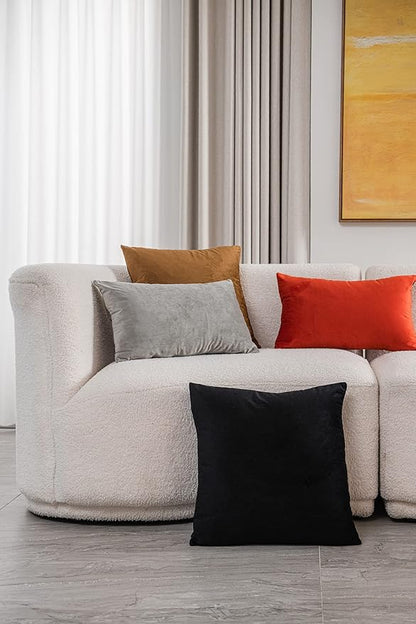Decorative Pillow Covers 22x22 Black: 2 Pack Cozy Soft Velvet Square Throw Pillow Cases for Farmhouse Home Decor
