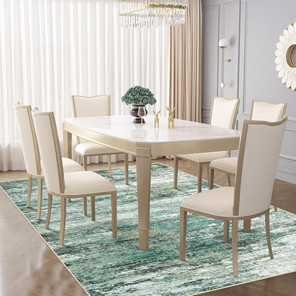 6x9 Area Rugs for Living Room, Washable Modern Abstract Large Area Rug Neutral Soft Non Slip Kids Rug Stain Resistant Indoor Carpet for Bedroom Nursery Dining Room Playroom Home Office(Green, 6'x9')
