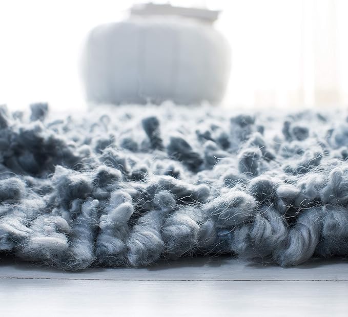 SAFAVIEH Sheep Shag Collection 2'3" x 8' Aqua SSG212J Handmade 1-inch Thick Runner Rug