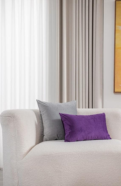 12x20 Throw Pillow Cases Purple: 2 Pack Cozy Soft Velvet Rectangular Decorative Pillow Covers for Farmhouse Home Decor