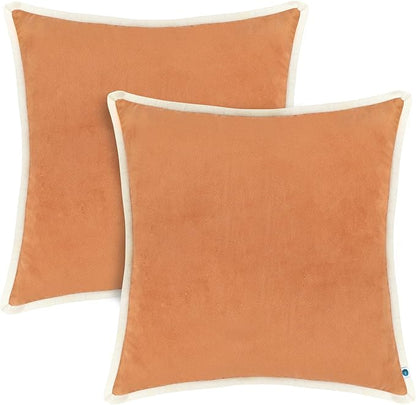 FINGERCRAFT Decorative Throw Pillow Cover Pack of 2 Soft Velvet Cushion Cover, Sofa and Bedroom Pillow Case 20" x 20" Rust