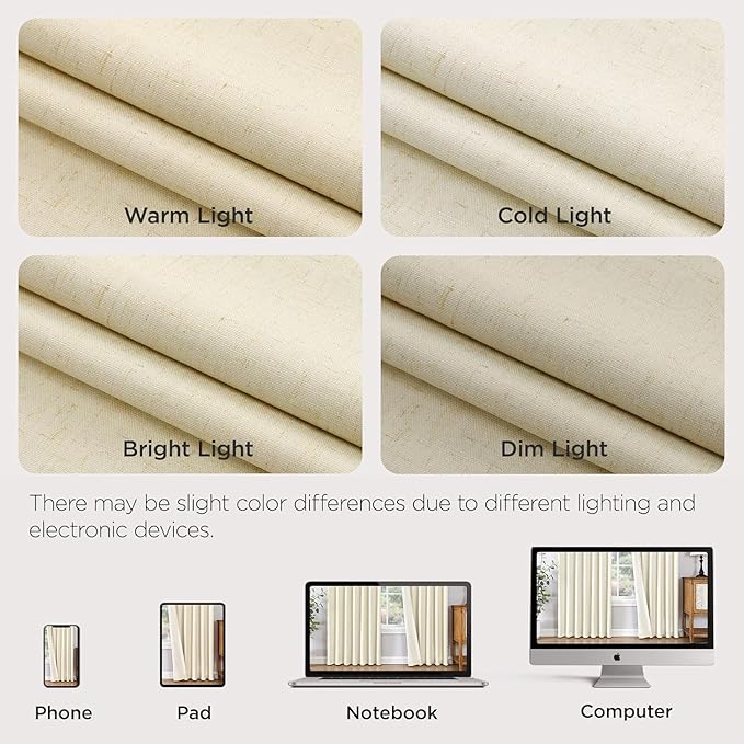Joydeco Pinch Pleated Linen Curtains for Living Room, 100% Blackout Darkening Curtains 72 inches Length 2 Panel Thermal Insulated Pinch Pleat Drapes(Linen,40'' Wx72'' L)