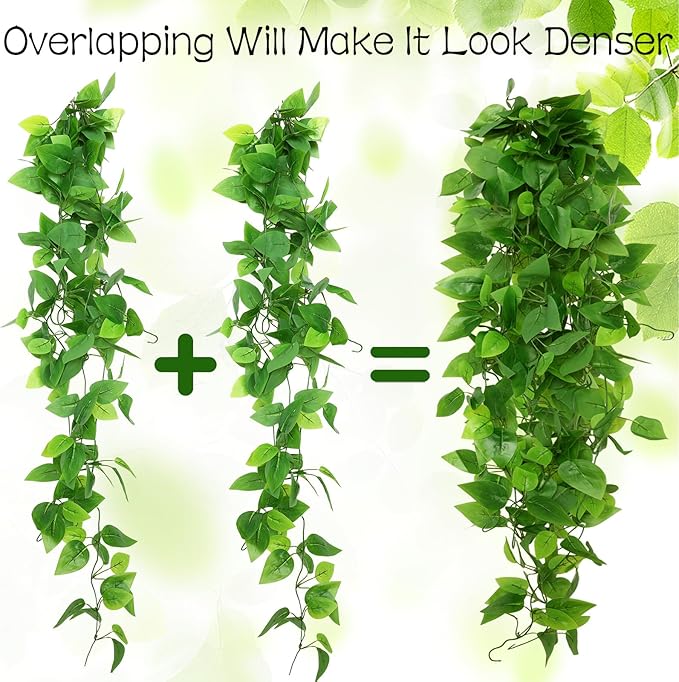 2pcs Fake Hanging Plants Artificial Hanging Plant Faux Greenery Vines for Wall Home Bedroom Living Room Indoor Outdoor Office Decor