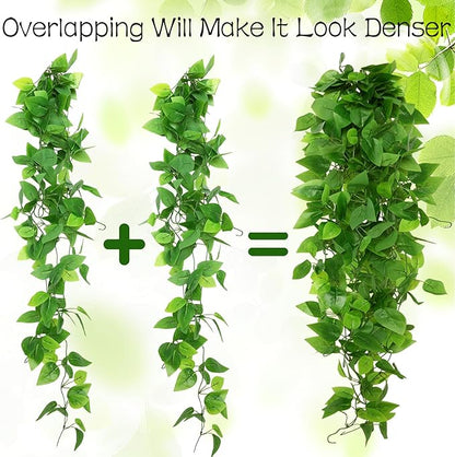 2pcs Fake Hanging Plants Artificial Hanging Plant Faux Greenery Vines for Wall Home Bedroom Living Room Indoor Outdoor Office Decor