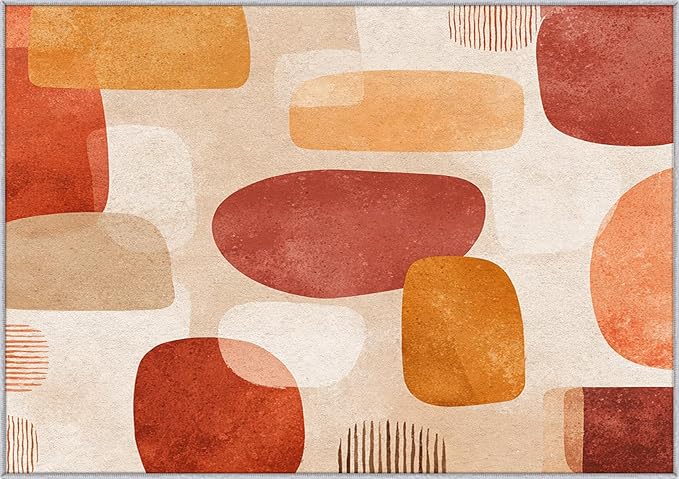 Boho Rug, Large 8x10 Area Rugs Retro Geometric Abstract Simple Pattern for Living Room, Bedroom, Boho Home Decor Accessories Indoor Carpet, Non Slip & Machine Washable