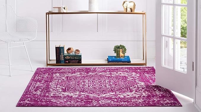 Rugs.com Arlington Collection Rug – 8 Ft Square Purple Medium-Pile Rug Perfect for Living Rooms, Kitchens, Entryways