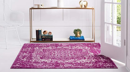 Rugs.com Arlington Collection Rug – 8 Ft Square Purple Medium-Pile Rug Perfect for Living Rooms, Kitchens, Entryways