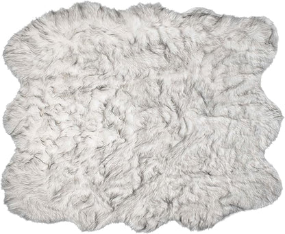 Luxe Gordon Faux Fur Rug with Soft and Fluffy Pile | Machine Washable Living Room Rug with Anti-Slip Backing | Cruelty-Free Area Rugs for Office or Bedroom, Gradient Grey, 5 ft x 6 ft