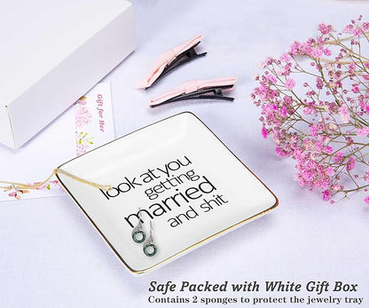 NZY Look at You Getting Married-Engagement or Wedding Presents for Bride-Bride to Be-Newly Engaged Present-Bridal Shower Gifts-Hen Night Bachelorette Party Gifts-Jewelry Tray Trinket Holder Ring Dish