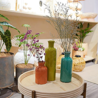 Colorful Ceramic Vase Set Home Decor - Set of 3 Flower Vases, Farmhouse Vases for Decor,Colorful Vase for Living Room,Office,Centerpiece Table Decorations,Boho Flower Mexican Pottery for Wedding