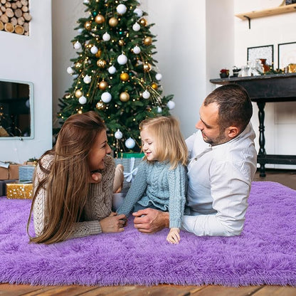 Large 9x12 Area Rugs for Living Room, Ultra Soft Shag Living Room Rug Thick Fluffy Rug for Bedroom, Plush Fuzzy Carpet for Girls Boys Kids Room Non Slip Dorm Home Decor Aesthetic, Purple
