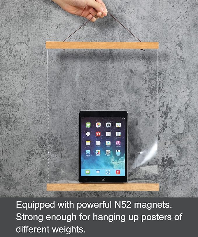 FALAMON Magnetic Poster Hanger Frame, 30x40 30x36 30x20 Teak Wood Magnet Poster Frame for Posters, Prints, Photos, Pictures, Maps, Scrolls, and Canvas Artwork