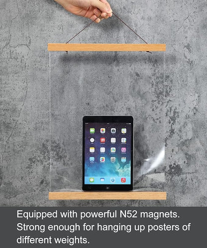 FALAMON Magnetic Poster Hanger Frame, 56x24 56x32 56x40 Teak Wood Magnet Poster Frame for Posters, Prints, Photos, Pictures, Maps, Scrolls, and Canvas Artwork