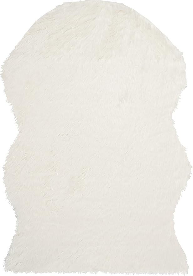SAFAVIEH Faux Sheep Skin Collection 4' x 6' Ivory FSS115A Silken Glam 2.35-inch Thick Area Rug