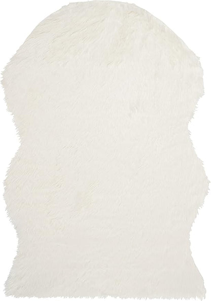 SAFAVIEH Faux Sheep Skin Collection 4' x 6' Ivory FSS115A Silken Glam 2.35-inch Thick Area Rug