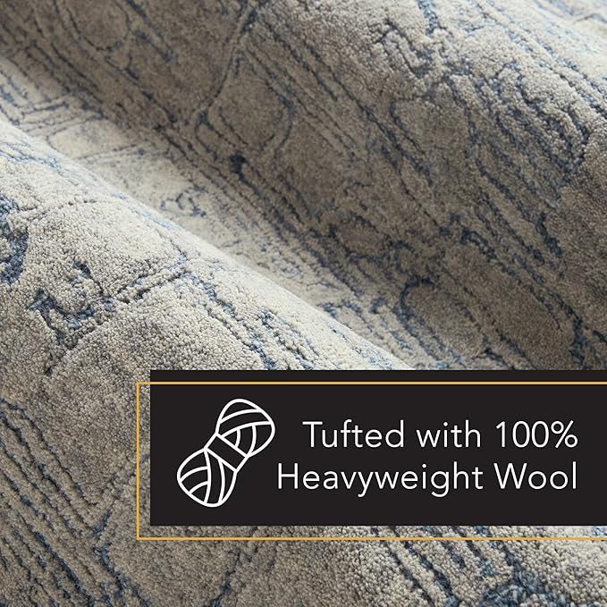 TOWN & COUNTRY LUXE Remi Abstract Line Art Handcrafted 100% Wool Area Rug, Grey/Blue, 5'x7'