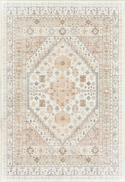 zesthome 8x10 Area Rugs for Living Room,Non-Slip Backing Washable Rugs,Vintage Large Area Rug，Stain Resistant Home Decor Rug