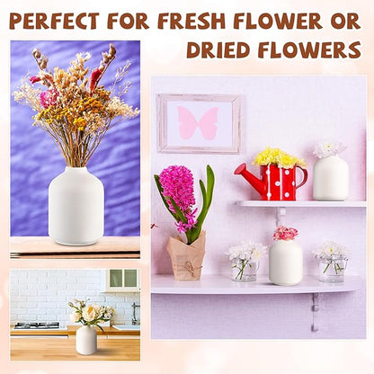 Tioncy 30 Set 3.9"*2.76" White Ceramic Bud Vases Bulk Valentine's Day Decoration Boho Wedding Centerpieces White Ceramic Vases for Dry Flowers Pampas Grass Home DIY Wedding Table Decor (Stylish)