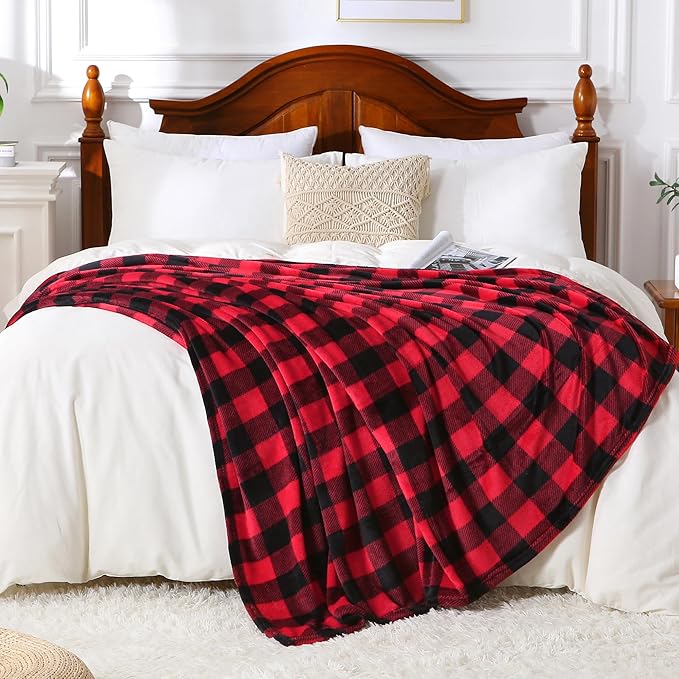 Viviland Checkered Blanket Throw Size Blanket - Soft Fuzzy Cozy Buffalo Plaid Throw for Couch, 50x60 inches