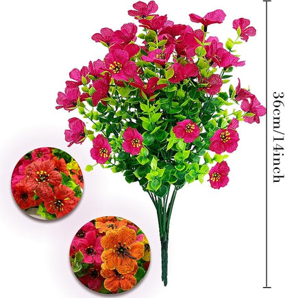 Artificial Fall Flowers for Outdoors, UV Resistant Fake Silk Flowers No Maintenance for Outside,Faux Mums Eucalyptus Plants for Porch Patio Garden Planter Box Home Autumn Outdoor Decor(10pcs)
