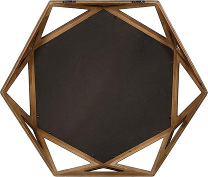 Kate and Laurel Cortland Rustic-Modern Geometric Octagon Shaped Wood Accent Wall Mirror, Rustic Caramel Finish, 24x27-inches