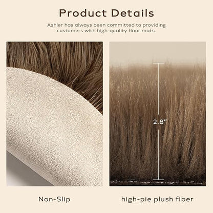 Ashler Faux Fur Rug - Fluffy Shaggy Area Rug, Ultra Soft 3 x 5 Feet Sheepskin Fur, Dark Coffee Fuzzy Machine Washable Shag, Nursery Decor Throw for Bedroom, Living Room, Kids Room