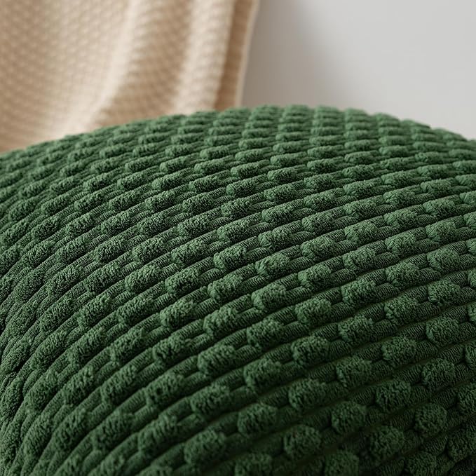 Kevin Textile Pack of 2 Corduroy Decorative Throw Pillow Covers 26x26 Inch Soft Boho Striped Pillow Covers Modern Farmhouse Home Decor for Spring Sofa Living Room Couch Bed Dark Green
