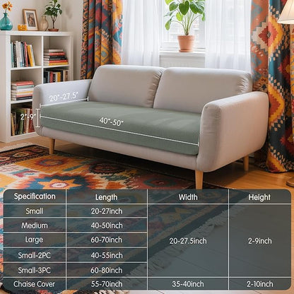 Hokway Couch Cushion Covers Stretch Cushion Covers Sofa Seat Cushion Slipcover Cushion Protector(GreyishGreen, Medium)