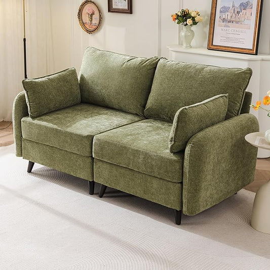 73'' Loveseat Sofa with Seats Storage, Modular Sectional Sofa with Deep Seat,Oversized Comfy Love Seat with 7.8'' Cushion,Couch for Living Room,Bedroom,Chenille,Green