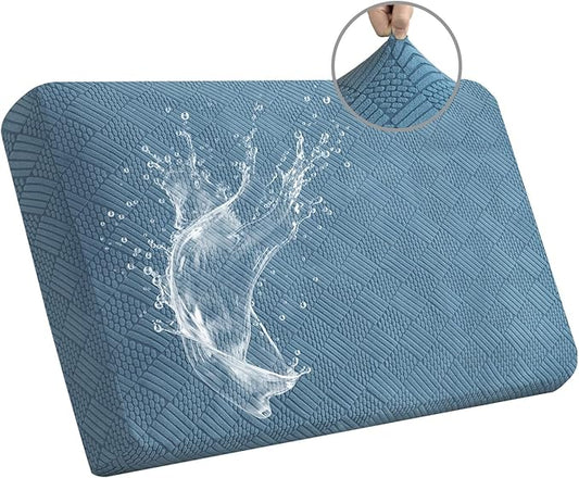 Easy-Going Waterproof Couch Cushion Covers for Couches and Sofas, Stretch Jacquard Sofa Seat Cover Replacement for Dogs, Pets & Kids, Durable Furniture Protector for Loveseat Cushions, Lake Blue